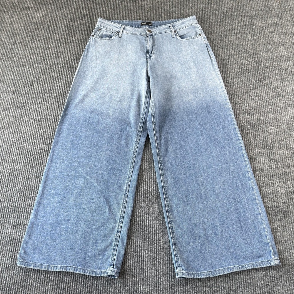 Simply Vera Vera Wang Wide-Leg Jeans Womens 12 Blue Light Wash High Rise Stretch
